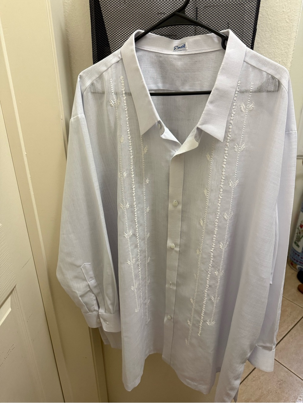 White Embroidered Men's Dress Shirt